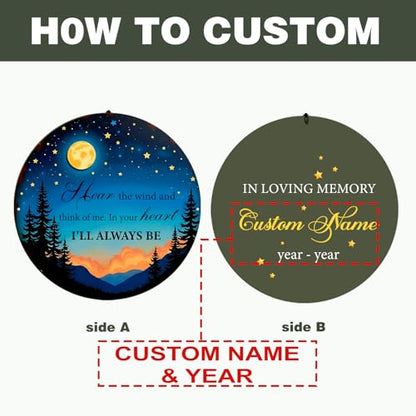 Personalized Memorial Wind Chimes for Outside, Sympathy Gifts Wind Chime for Loss of Loved One, Beautiful Decor with Deep Tone, Ideal for Funeral, Remembrance & Bereavement, Produced in US