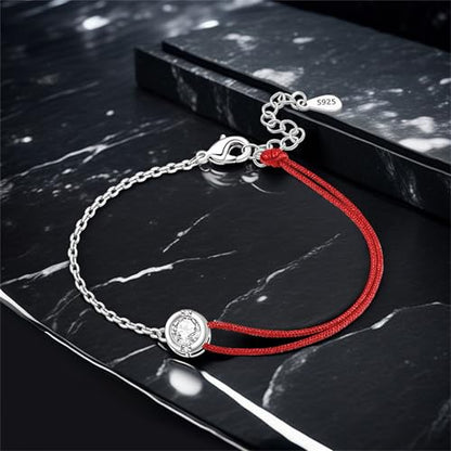 925 Sterling Silver Bracelet for Women,Silver Bracelet Chain Presents for Sister Daughter and Friend, Women's Jewelry for the Daily Occasion - color: Silvery | Chain and Red Rope
