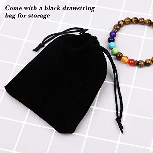 GelConnie Lava Rock Chakra Bracelet 7 Chakra 8mm Natural Stone Healing Bracelet Stress Relief Yoga Beads Anxiety Bracelet Aromatherapy Essential Oil Diffuser Bracelet Bangle - color: B-Tiger Eye Elastic