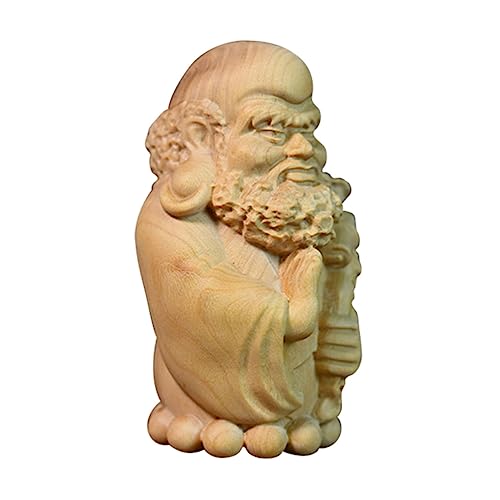 PRETYZOOM Bodhidharma Statue Wooden Decor Zen Garden Adornment Asian Style Figurines for Office Bookshelf