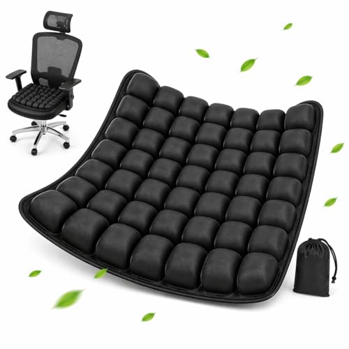 Inflatable Travel Seat Cushion for Airplane, Press-to-Inflate Air Cell Cushion, Portable & Foldable for Long Sitting, Car, Office, Wheelchair (49-Cell Air Cushion)