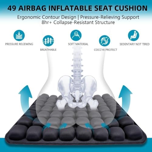 Travel Cushion Airplane Seat,Airplane Seat Cushion for Long Flights,Suppress Inflatable Seat Cushion,for Wheelchair,Car,Office (49 Air Bag) - size: 49 Air Bag