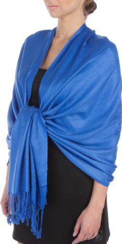 Sakkas Large Soft Silky Pashmina Shawl Wrap Scarf in Solid Colors - color: Royal Blue
