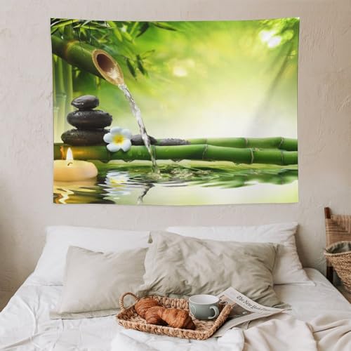 HZOHNAGO Zen Spa Tapestry Calming Atmosphere Streaming Water Branch Stones Pattern Printed Wall Tapestry Wall Hanging for Bedroom Living Room Dorm 90" L x 60" W - color: Zen Spa-11, size: 90"L x 60"W