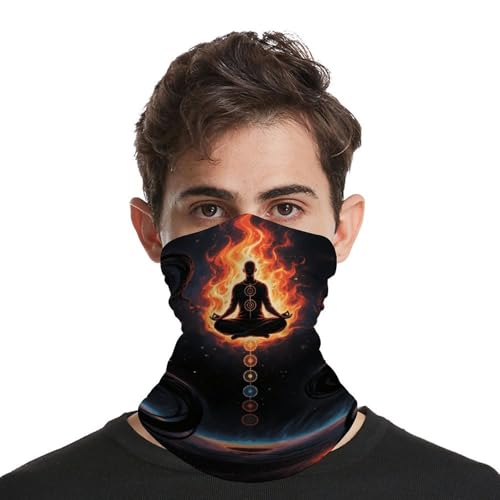 Blacklight Seven Chakra Yoga Meditation Neck Gaiter Bandana, Breathable & Comfortable Neck Warmer for Men Women, Dust & Wind Protection Ski Face Mask for Outdoor Sports