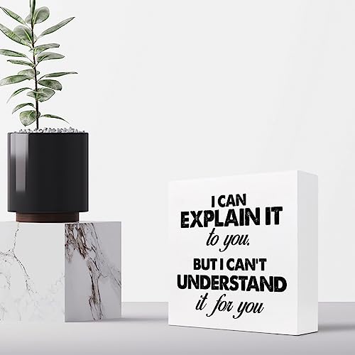 z-crange Funny Wooden Box Sign, I Can Explain It to You but I Can't Understand It for You Humorous Wooden Sign, Wood Box Plaque for Home Farmhouse Desk Shelf Decor - style: I Can Explain