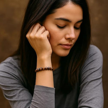 Cherry Tree Collection Gemstone Beaded Stretch Bracelet 8mm Round Beads 7" - color: Tiger's Eye - AAA Grade