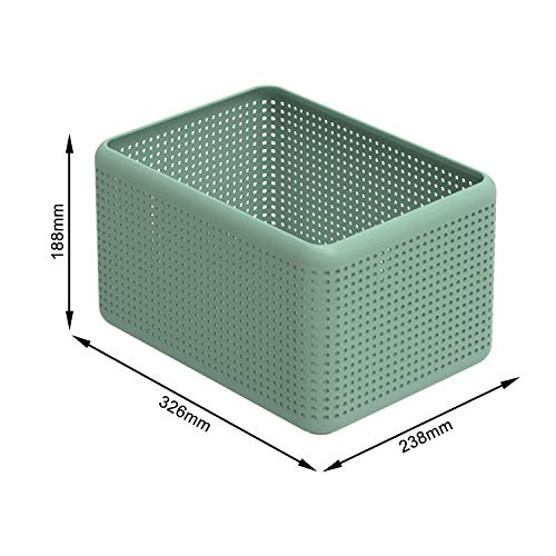 Rotho Storage Box Without lid 13 l, Plastic (PP) BPA-free, Green, 13l (32,6 x 23,8 x 18,8 cm) - color: Green