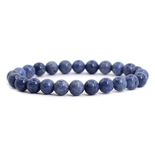 Justinstones Gem Semi Precious Gemstone 8mm Round Beads Stretch Bracelet 7 Inch Unisex - color: Blue Sponge Coral