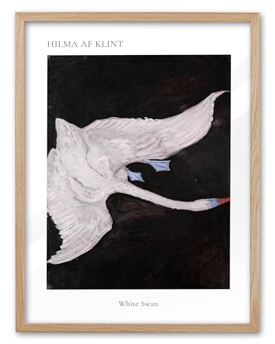 EcoHest Modern Abstract White Swan Framed Wall Art, 12x16 in OAK Wood Scandinavian Bird Canvas Wall Art, Minimalist Nature-Themed Bedroom Decor, Set of 1 For Living Room - color: Framed White Swan, size: 16"L x 12"W