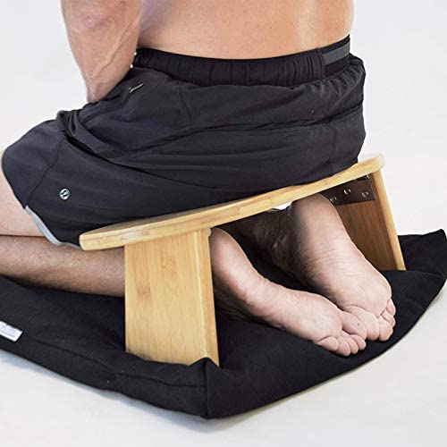 Kneeling Meditation Bench with Folding Bamboo Meditation Bench Legs, Perfect Kneeling Stool Ergonomic Bamboo Yoga Bench - Includes Carry Bag, Colle