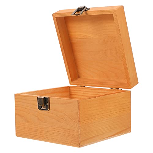 Cabilock 1pc Vintage Wooden Storage Box for Jewelry and Keepsakes Rustic Organizer for Home and Packaging Elegant Wooden Container for Sundries and Family Gadgets - size: 14X14X10CM