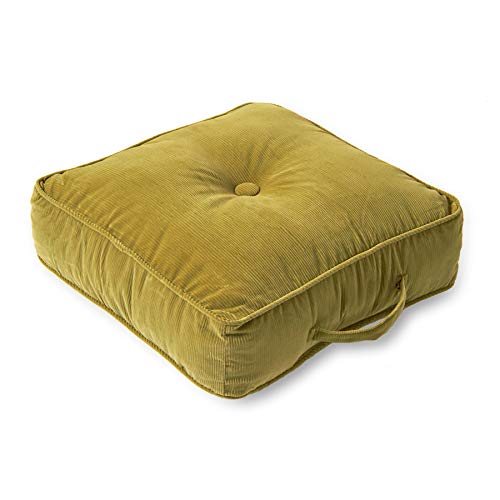 Greendale Home Fashions Omaha Corduroy 21" Square Floor Pillow with Carry Handle, Army Green - color: Army Green