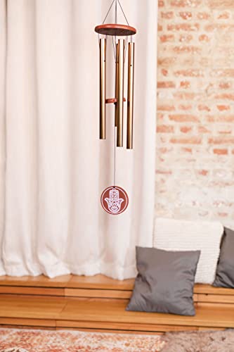 Hamsa Meditation Chimes for Relaxing Sound Healing, 2-YEAR WARRANTY - color: Bronze, style: Hamsa