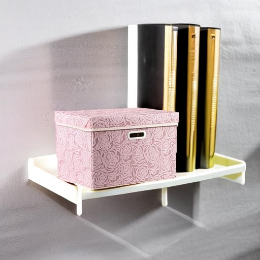 Larger Collapsible Storage Bin with Lid [1-Pack] Fabric Decorative Storage Box Cube Organizer Container Baskes with Handles Divider for Bedroom Closet Living Room Pink 17.7x11.8x11.8 Inch