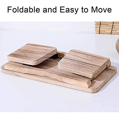 Solid Wood Folding Meditation Bench, Meditation Bench with One Kneeling Seat on The Floor for Deep Meditation, Folding Yoga Stool