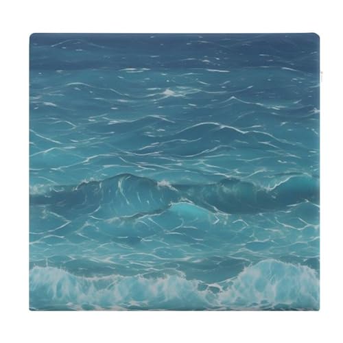 The Deep Ocean Degrees of Comfort Meditation Floor Pillow, Square Large Pillows Seating for Adults, Tufted Corduroy Cushions for Outdoor Yoga Tatami Fireplace Living Room 15x15 Inch