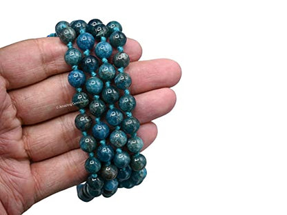 Amazing Gemstone Apatite Mala Beads - 108 Prayer Beads for Meditation and Mindfulness Practice, Handcrafted Mala Beads with Natural Gemstones for Spiritual Healing and Relaxation (Knotted) - color: Apatite, style: Knotted