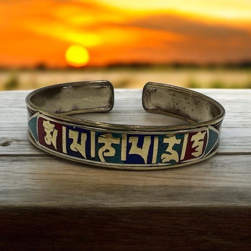 Om Mane Pame Mantra Bracelet | Cuff Bracelet Bangle | Spiritual Jewellery Mantra | Handmade in Nepal - Ideal for Gift