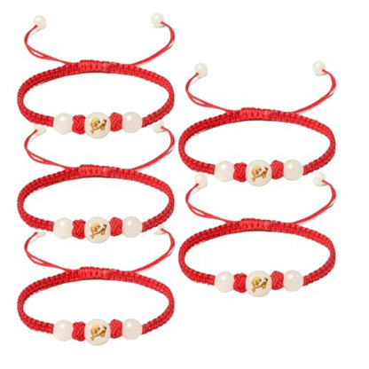 2026 Chinese New Year of Horse Bracelets for Women Men, 12 Chinese Zodiac Bracelet Good Luck Red String Animal Horse Charm Braided Bangle Adjustable Jewelry Gift - color: Luminous-5pcs