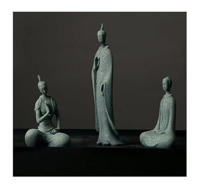 Home Buddha Statue for Home, Zen Desktop Buddha Statue Set of 3, Chinese-Style Tranquil Decorative Figurines for Zen Gardens and Meditation Spaces,