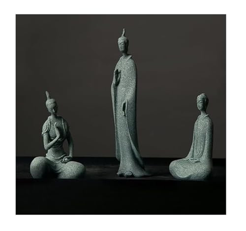 Home Buddha Statue for Home, Zen Desktop Buddha Statue Set of 3, Chinese-Style Tranquil Decorative Figurines for Zen Gardens and Meditation Spaces,