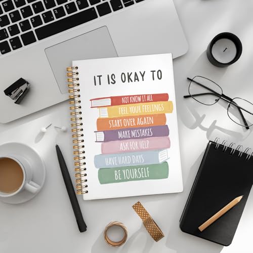 It is Okay to Mental Health Journal, Inspirational Notebooks, Therapy Journal for Mental Health, Mental Health Counselor Gifts, Hardcover Spiral Notebook Journal 5.5x8.3 Inch - color: It Is Okay To