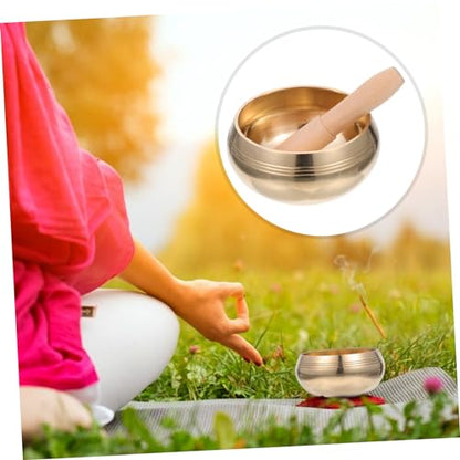 SECFOU Meditation Bowl Yoga Sound Bowl Mallet Tibetan Singing for Calmness and Meditation - size: 9.5x9.5x6cm