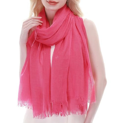 RIIQIICHY Scarf for Women Lightweight Solid Color Long Fashion Gauze Scarves Shawl Wrap - color: Rose