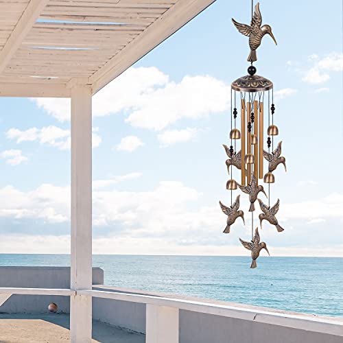 Solawindchime Outdoor Hummingbird Wind Chimes, Hummingbirds Bronze Wind Chimes, Gift Wind Chime, Hummingbird Wind Bell Gifts for Women, for Home, Garden, Indoor, Outdoor Decoration, Garden Wind Chime