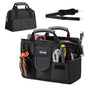 TICONN Heavy Duty Tool Bag with Multi-Pockets, Portable Tool Box Organizer Storage Bag, with Adjustable Shoulder Strap and Ergonomic Handle (Black, 12" Standard Base)