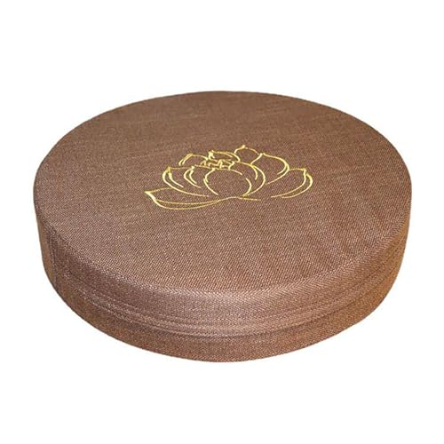 Fdit Hard Foam Cotton Linen Meditation Pad, Round Meditation Cushion Detachable Washable Floor Pillow Mat for Balcony Yoga Living Room (Coffee) - color: Coffee