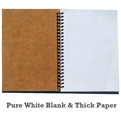 Twinkle Spiral Journal, 3Pack Spiral Notebooks, Thick Blank Paper 120 Pages Sketchbook, Notepad&Daily Planners (Khaki)