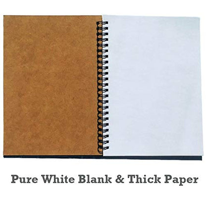 Twinkle Spiral Journal, 3Pack Spiral Notebooks, Thick Blank Paper 120 Pages Sketchbook, Notepad&Daily Planners (Khaki)