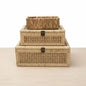 Decorative Box,Rattan Display Boxes with Lids,Set of 3-Rectangular Decorative Storage Box Set,Natural Woven Storage Bins for Home Decor