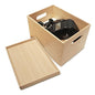 10.2”x7.3”x6.5” Lidded Storage Bins - Stackable Bamboo Box/Cube/Basket with Handles for Home Kitchen Office, Organize Tableware Clothing Toys Books