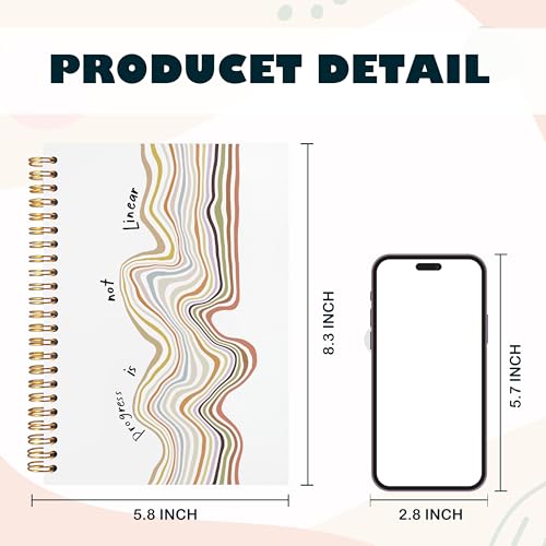 BearCake Positive Affirmations Gifts, Inspirational Motivational Notebook Journal Inspirational Gifts for Women,Progress is not Linear Hardcover Spiral Notebook 5.5x8.3 - color: physiotherapy-linear