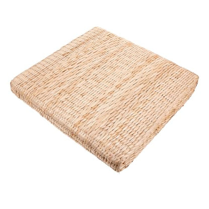 LALAFINA Straw Woven Meditation Pillow Floor Cushion Japanese Zabuton Seat Pad 40x40cm 6cm Thick Natural Grass Mat for Yoga, Zen Sitting, Temple and Home Use