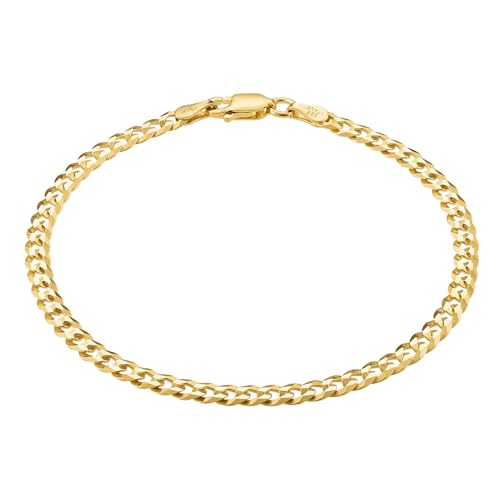 KISPER 18K Gold Plated 925 Sterling Silver Chain Bracelets for Women, Waterproof Tarnish Resistant, Curb/Rope/Figaro/Mariner Link Bracelet, 6.5, 7, 8, 9 Inch - size: 7 inches (women's average length), style: Curb