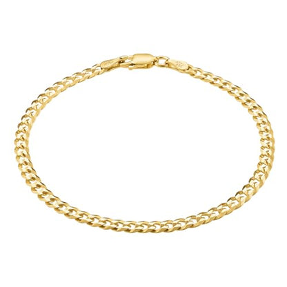 KISPER 18K Gold Plated 925 Sterling Silver Chain Bracelets for Women, Waterproof Tarnish Resistant, Curb/Rope/Figaro/Mariner Link Bracelet, 6.5, 7, 8, 9 Inch - size: 8 inches (Medium), style: Curb