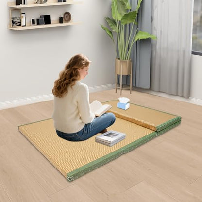 Coconut Fiber Floor Mat, 78"x39" Foldable Tatami Mattress, Breathable Meditation Mat, Eco-Friendly, Supportive Yoga/Bed Mat for Home, Meditation, Tea Room - color: Green