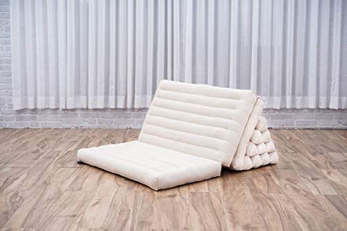 Leewadee 3-Fold Mat XXL with Triangle Cushion – Firm TV Pillow, Foldable Mattress with Cushion Made of Eco-Friendly Kapok, 67 x 31 inches, Ecru - color: Cl01 - Ecru, size: 3 seating segments XL