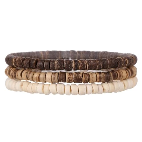 Todu Boho Bracelets Vintage African Turpine Coconut Shell Stackable Wooden Beaded Bracelets for Women Men Bohemian Ethnic Summer Beach Vacation Holiday Jewelry - style: Style C