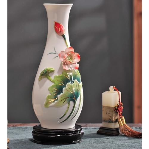 Room Decor Ceramic Vase Ornaments Living Room Countertop Flower Arrangement Creative Porcelain New Chinese Zen Style Dining Table Centerpiece Decor