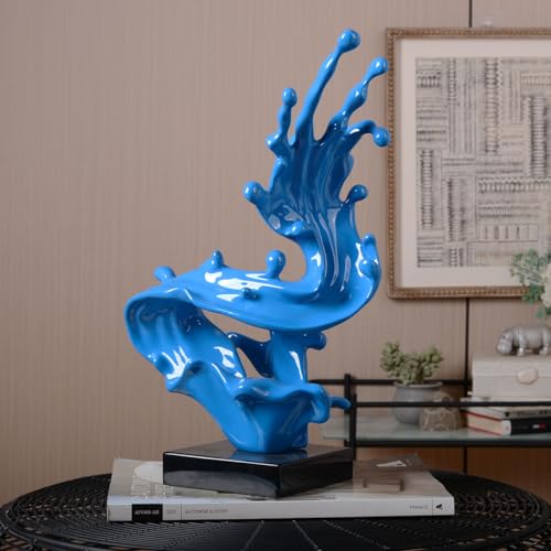 HAUCOZE Modern Sculpture Decor Abstract Sea Wave Figurine Home Art Table Centerpiece Gift for Bedroom Living Room Polyresin 16.1 Inch