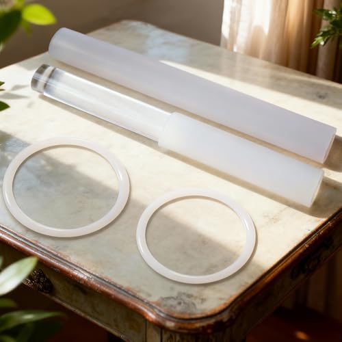 4 Pcs Singing Bowl Mallet And Silicone O Ring Set,Include 2 Acrylic Rubber Mallet Striker,2 Silicone Cushion for Playing Quartz Crystal Singing Bowls(White)