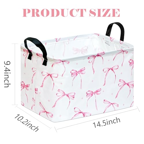 Kids Storage Basket Home Shelf Basket Rectangle Organizer Box Clothes Laundry Hamper Nursery Bin Gift Laundry Basket with Handles for Home - color: Star bowknot