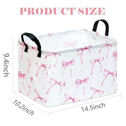 Kids Storage Basket Home Shelf Basket Rectangle Organizer Box Clothes Laundry Hamper Nursery Bin Gift Laundry Basket with Handles for Home - color: Star bowknot