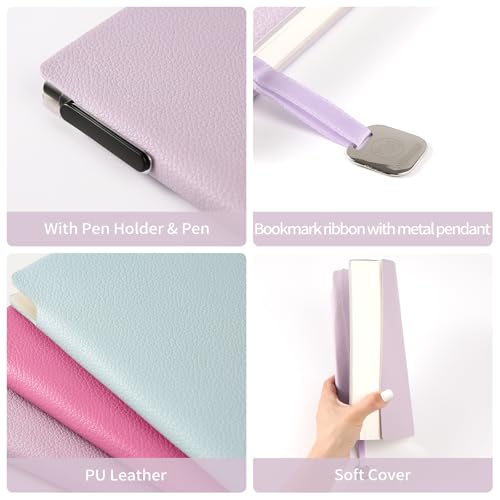 Lined Journal Notebook A5 PU Leather Journals for Writing 160 Pages Daily Journaling Ruled Notebooks for Work - color: 1pack-Crystal Purple