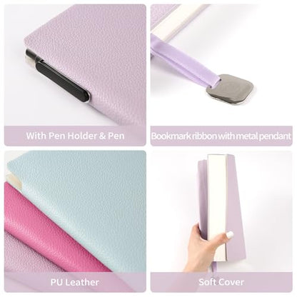 Lined Journal Notebook A5 PU Leather Journals for Writing 160 Pages Daily Journaling Ruled Notebooks for Work - color: 1pack-Crystal Purple